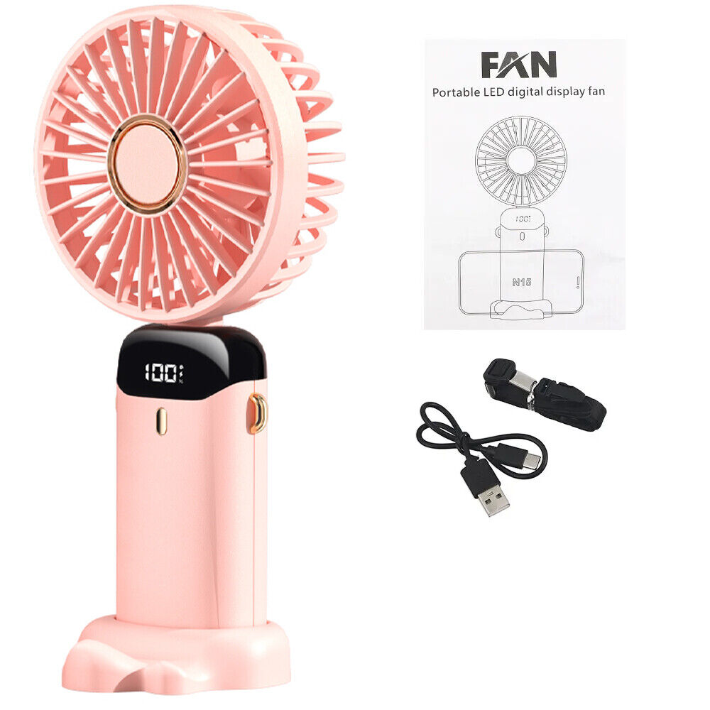 Digital Hand-Held Fan Portable Folding Mini Fan Cooling Cooler USB Rechargeable