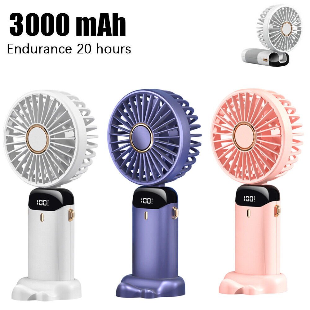 Digital Hand-Held Fan Portable Folding Mini Fan Cooling Cooler USB Rechargeable