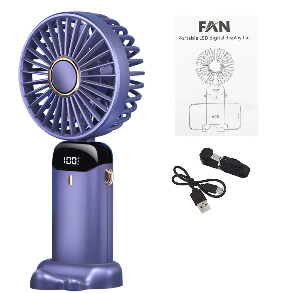 Digital Hand-Held Fan Portable Folding Mini Fan Cooling Cooler USB Rechargeable