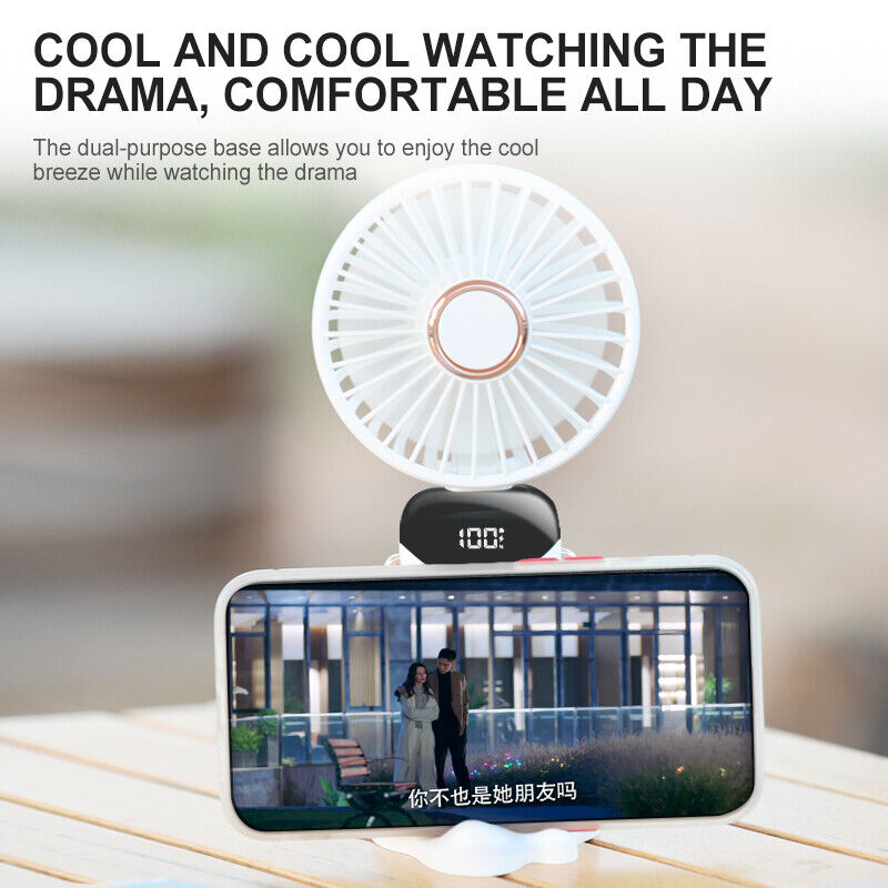 Digital Hand-Held Fan Portable Folding Mini Fan Cooling Cooler USB Rechargeable