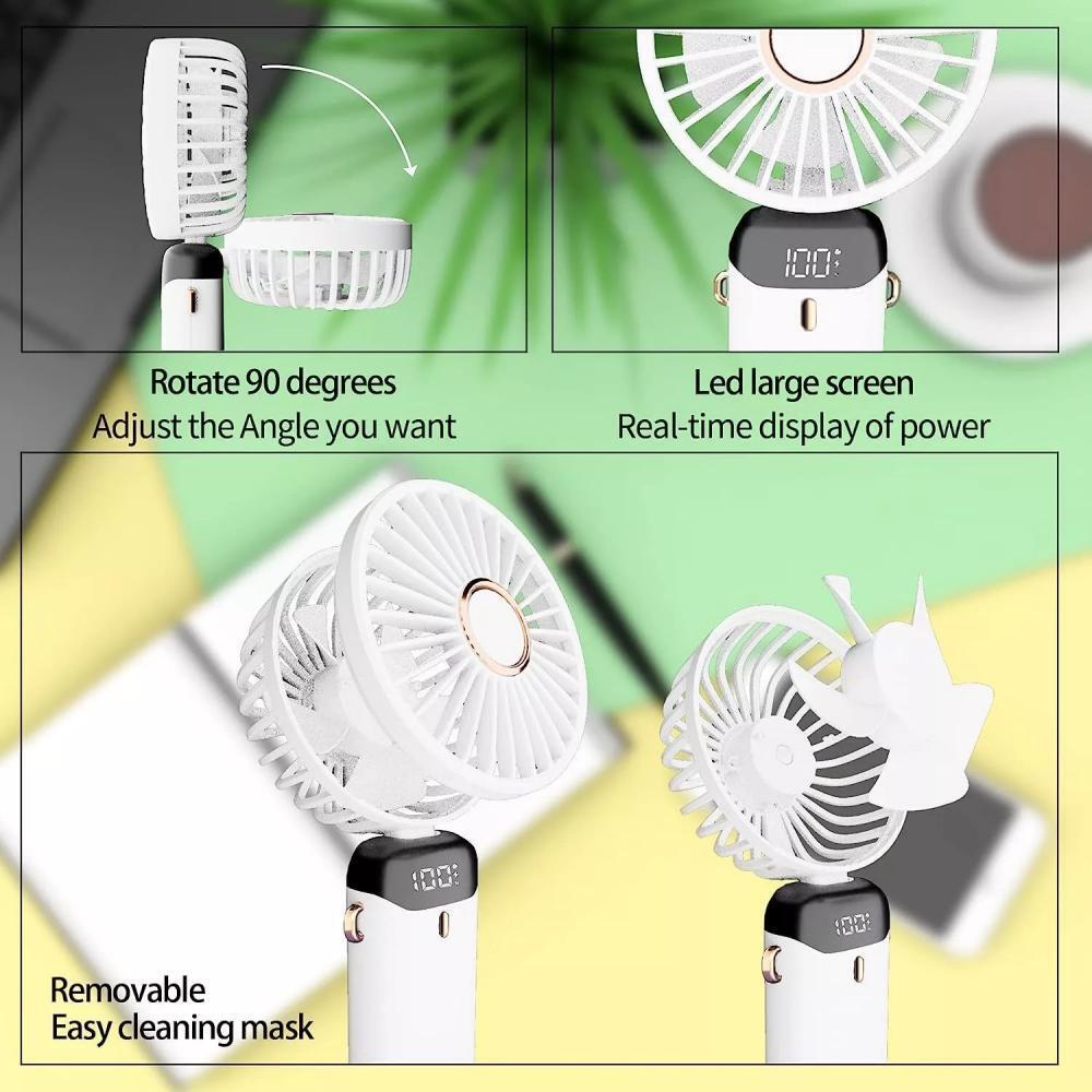 Digital Hand-Held Fan Portable Folding Mini Fan Cooling Cooler USB Rechargeable